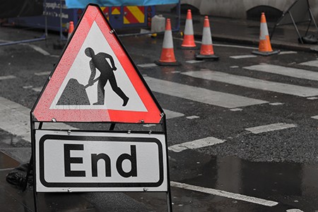 Temporary construction signs in Pflugerville, Texas